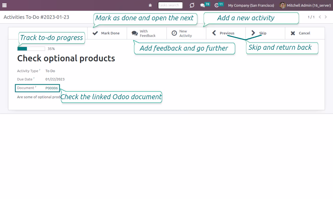 To-do activities interface