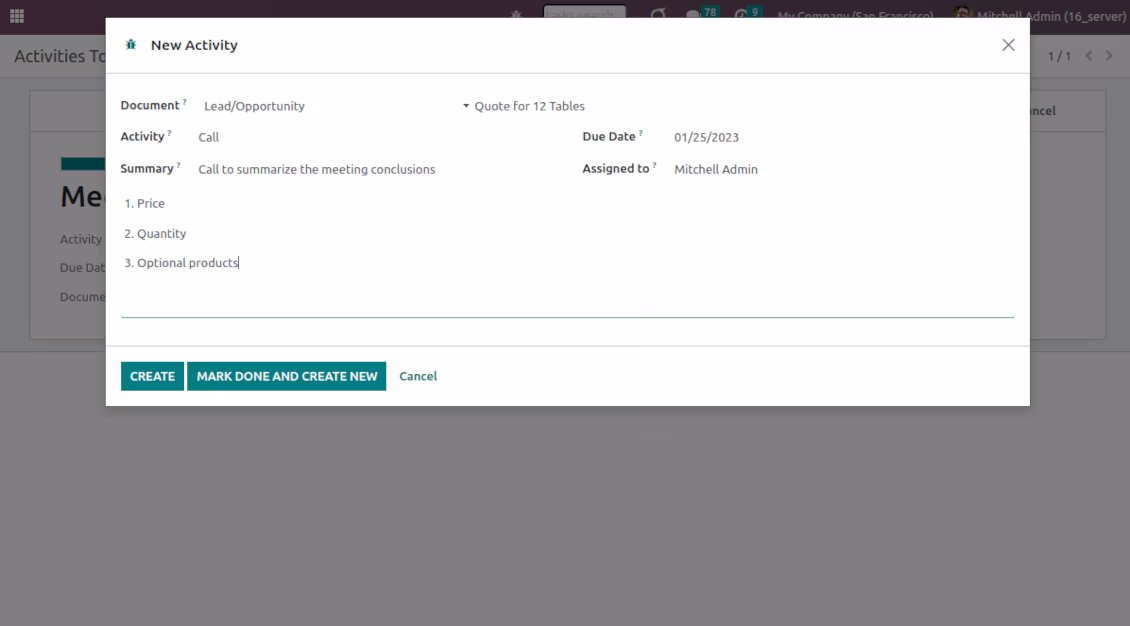 activities: create right from the to-do interface
