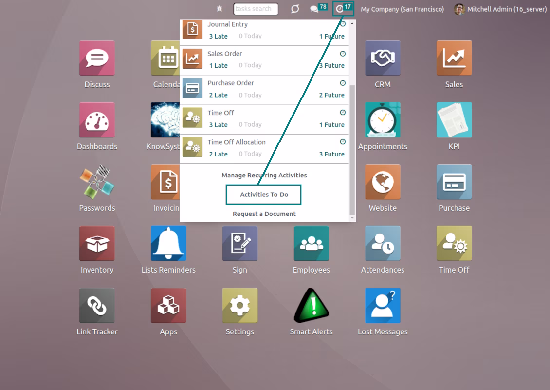 activities interface: shortcut