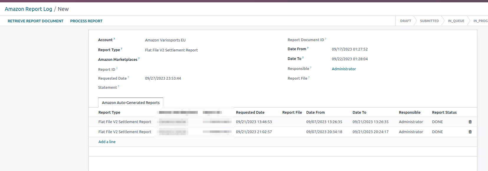 Example of Report List