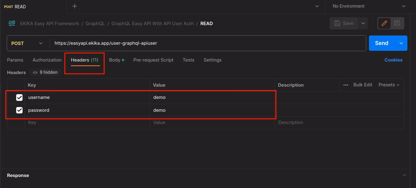 User Based Authentication Header Example 2