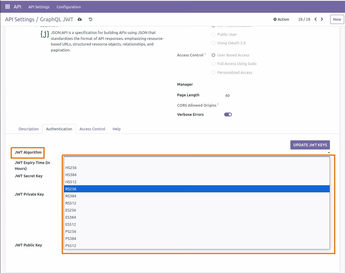 API JWT Auth Setting