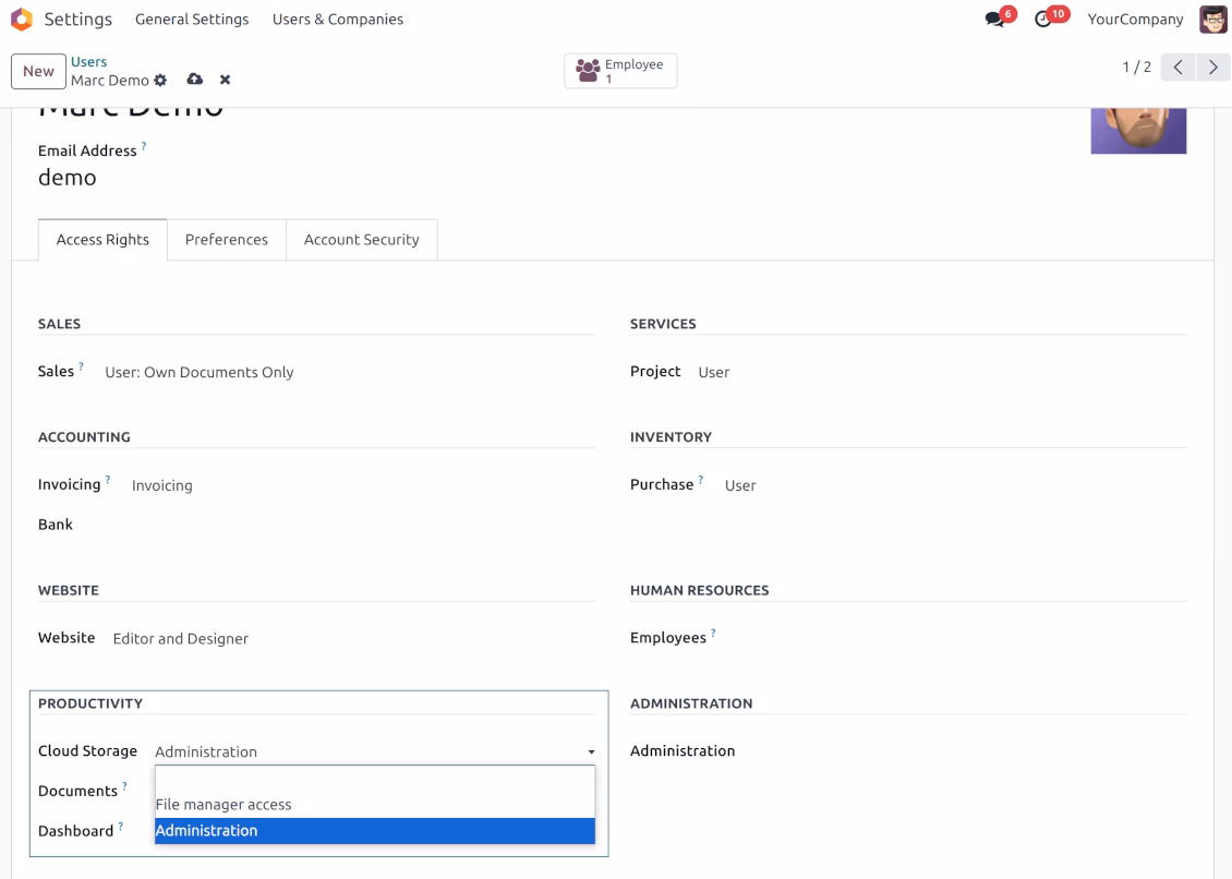 attachments: user access levels