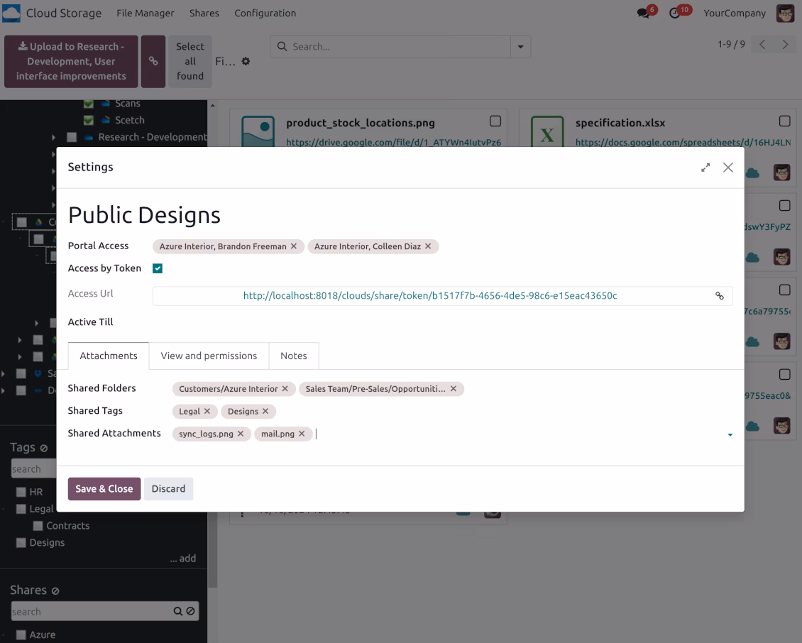 files and folders to share
