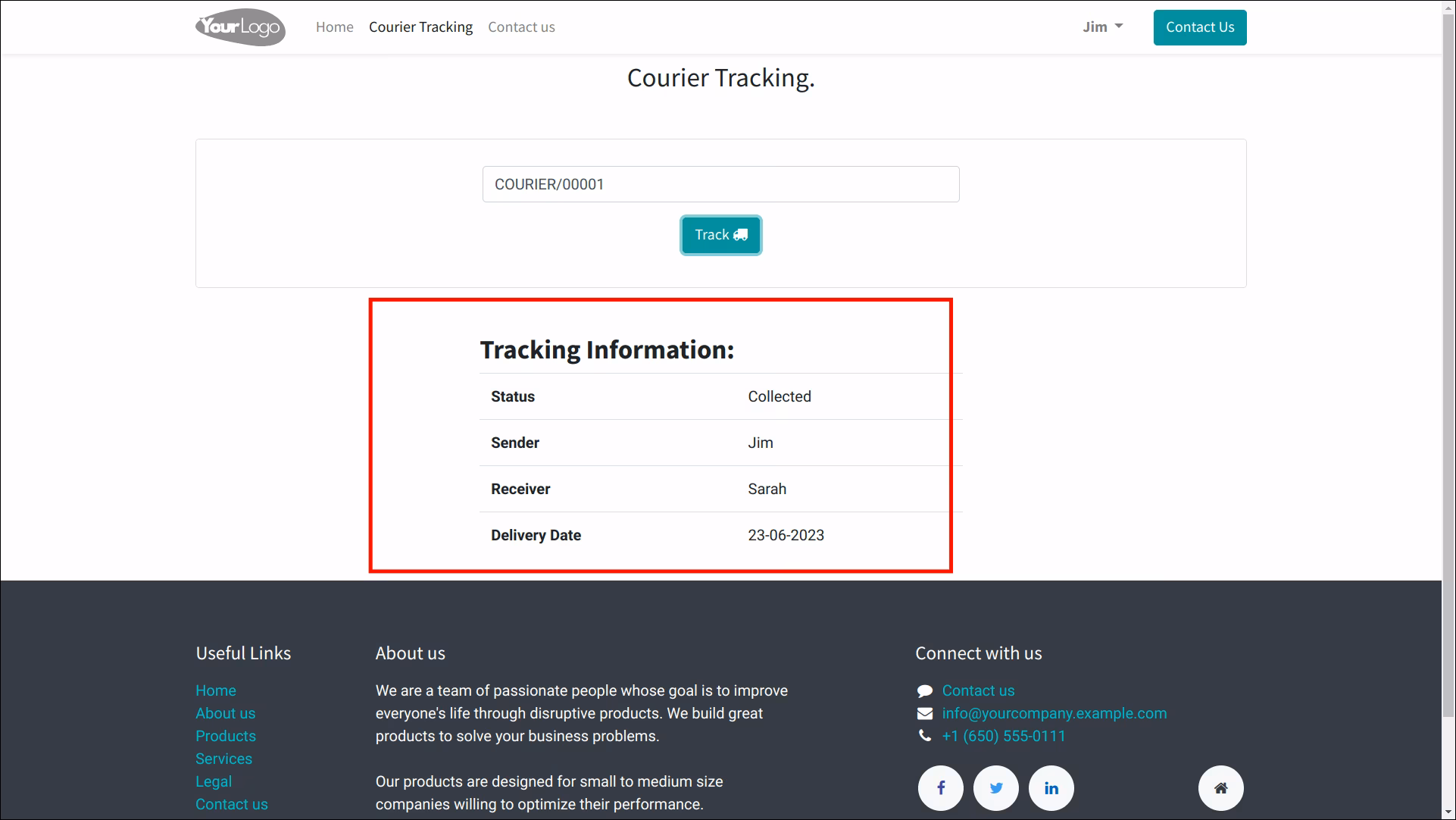 Separate menu for Courier Tracking