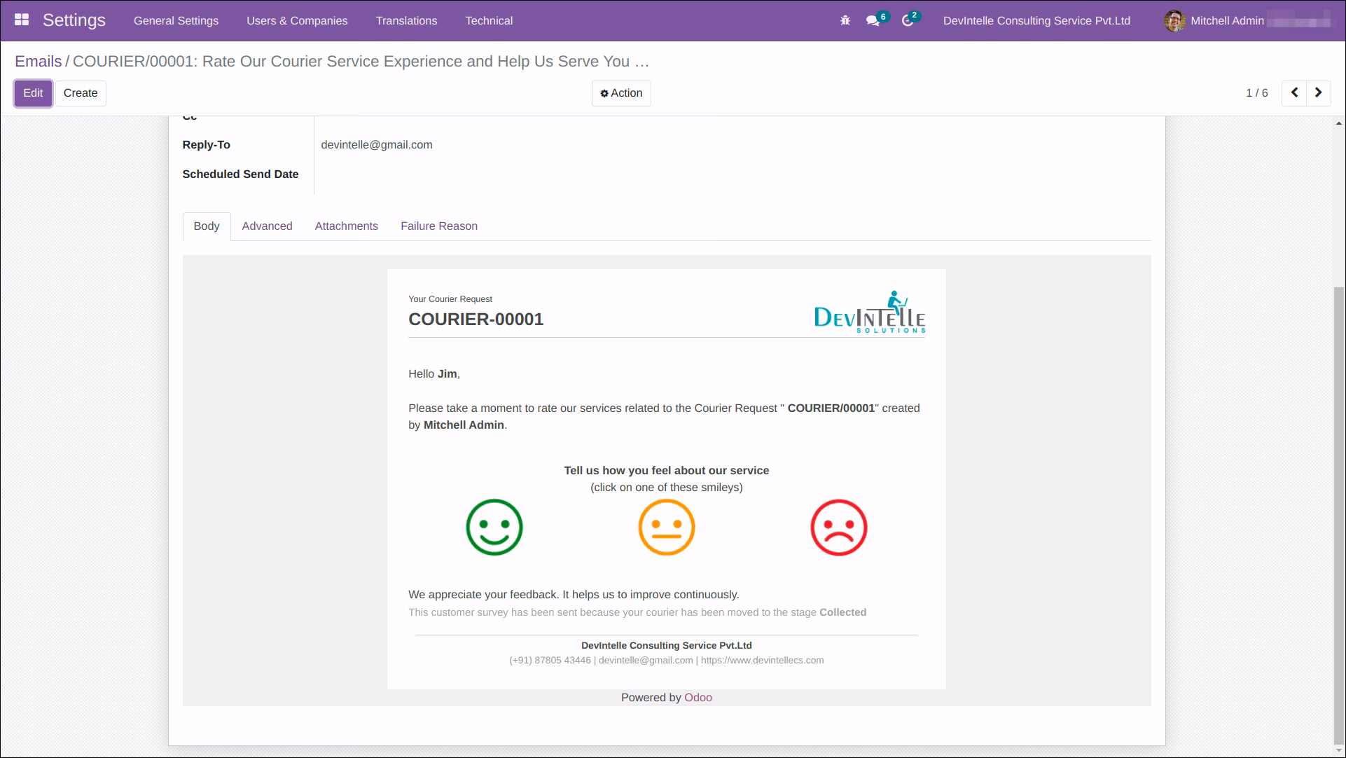email for rating