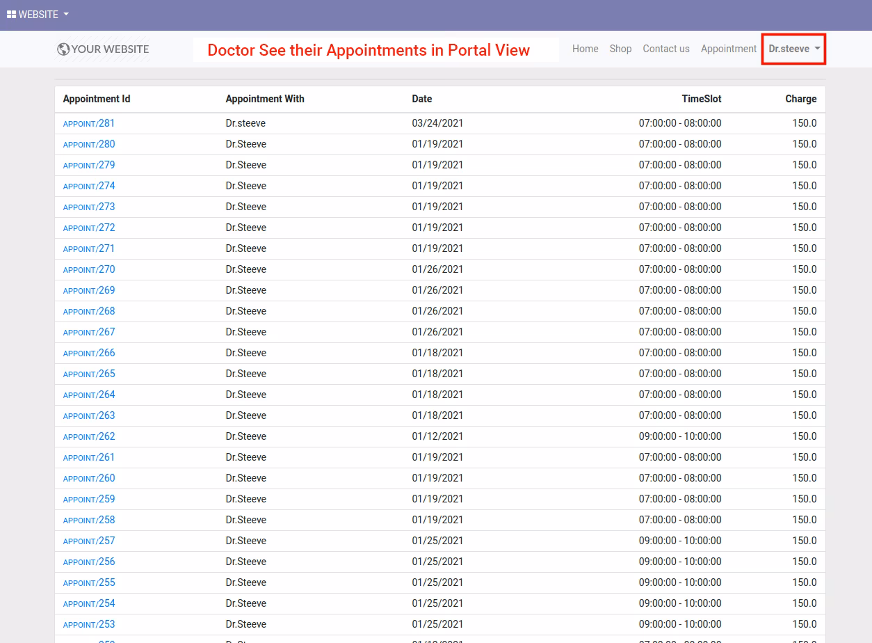 Doctor can login and see appointments