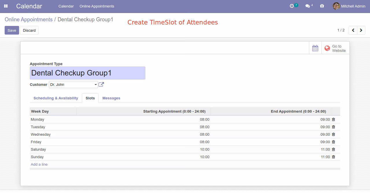 Create Time Slot of Doctor Availability