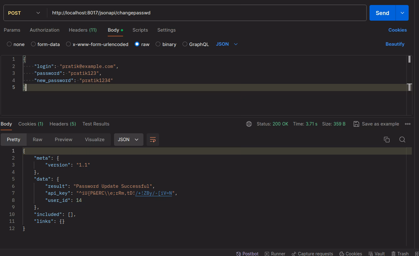 JSON API Key Login Image