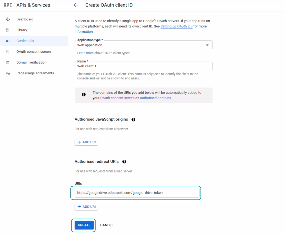 Google Drive app redirect URL