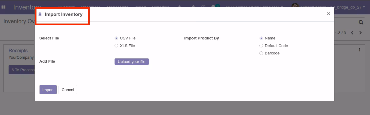 Import Stock Inventory from Excel/CSV File in