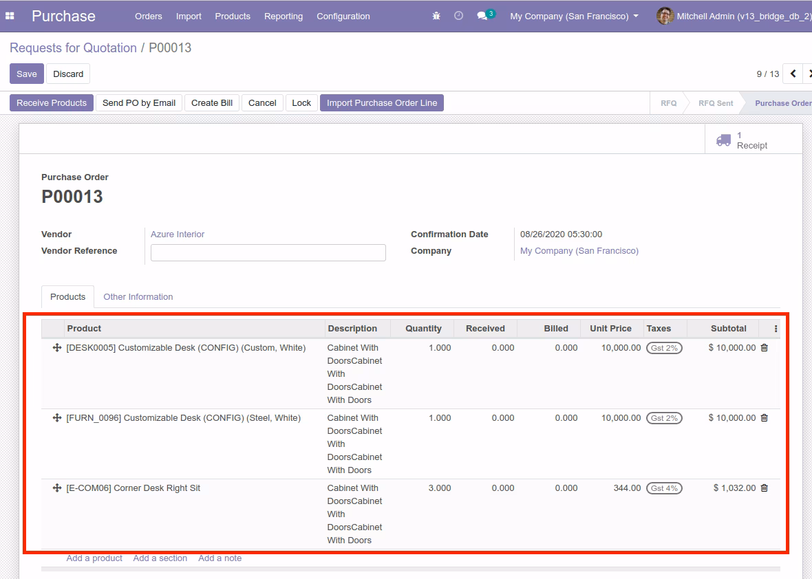 Import Purchase Order Line from Excel in