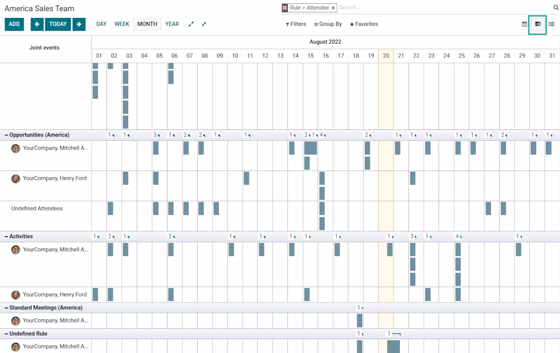 Enterprise Gantt Joint calendar