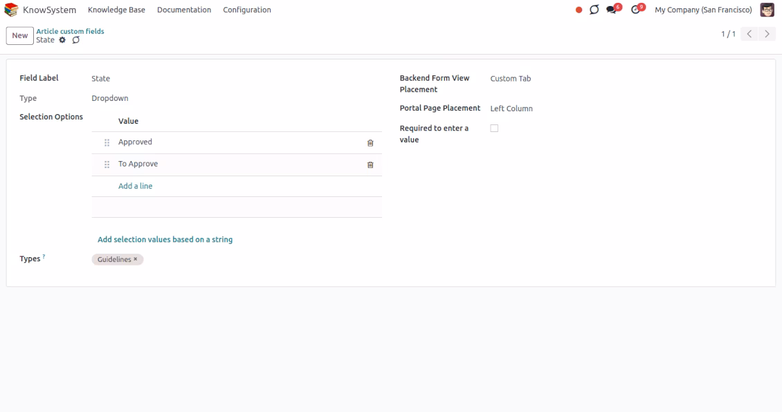 Custom KMS article fields