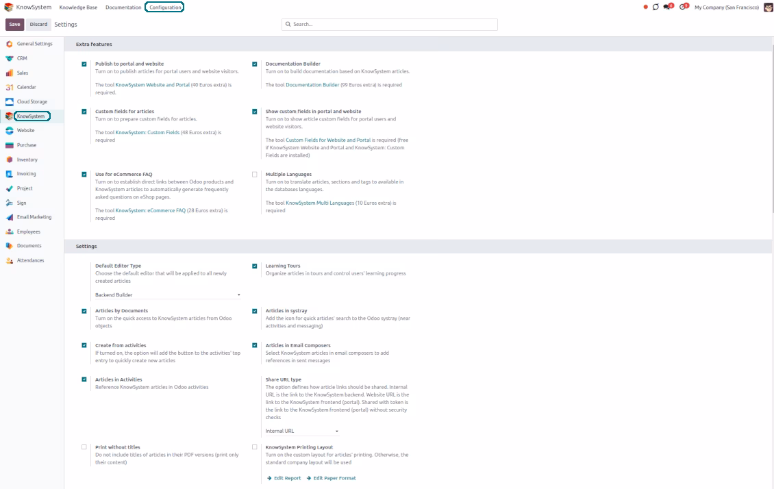 knowledge base settings