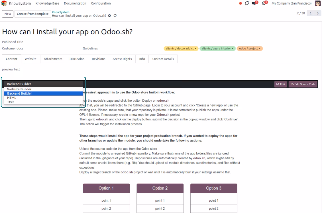 Customize knowledge articles content
