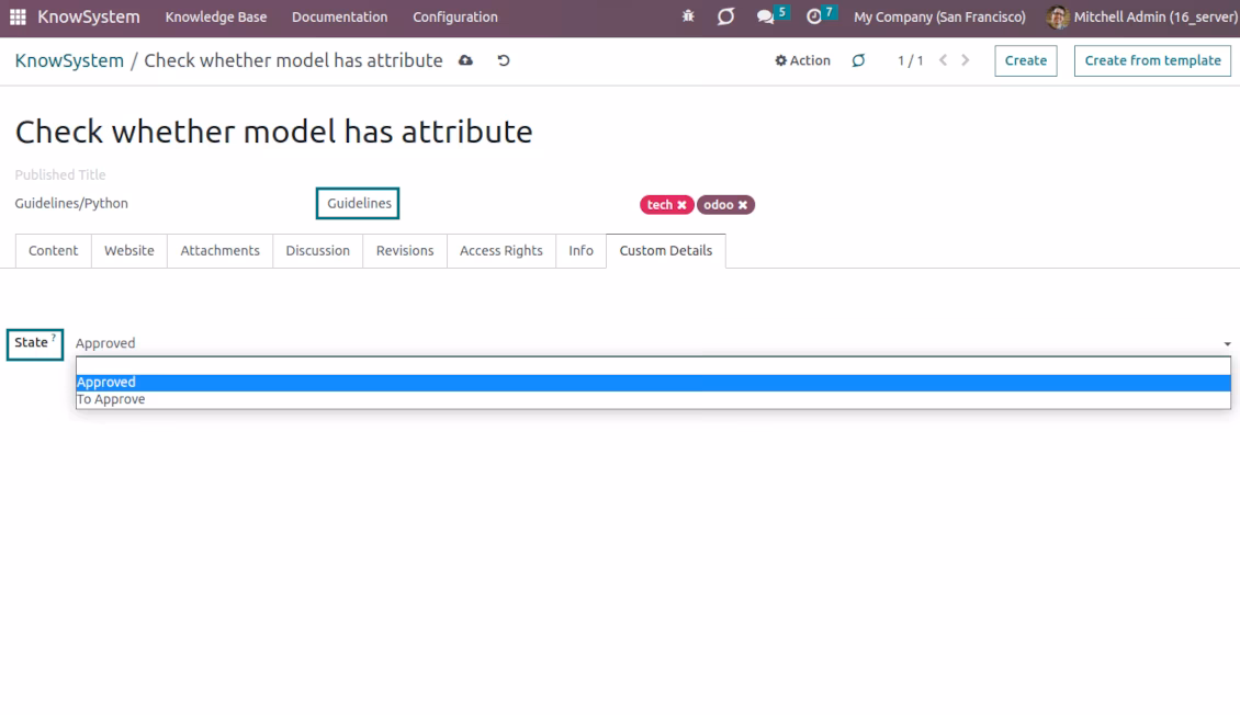 Knowledge base: configure columns