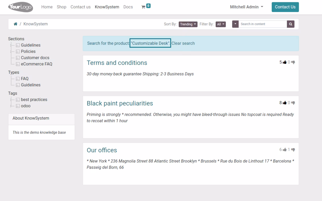 KnowSystem eCommerce: portal view