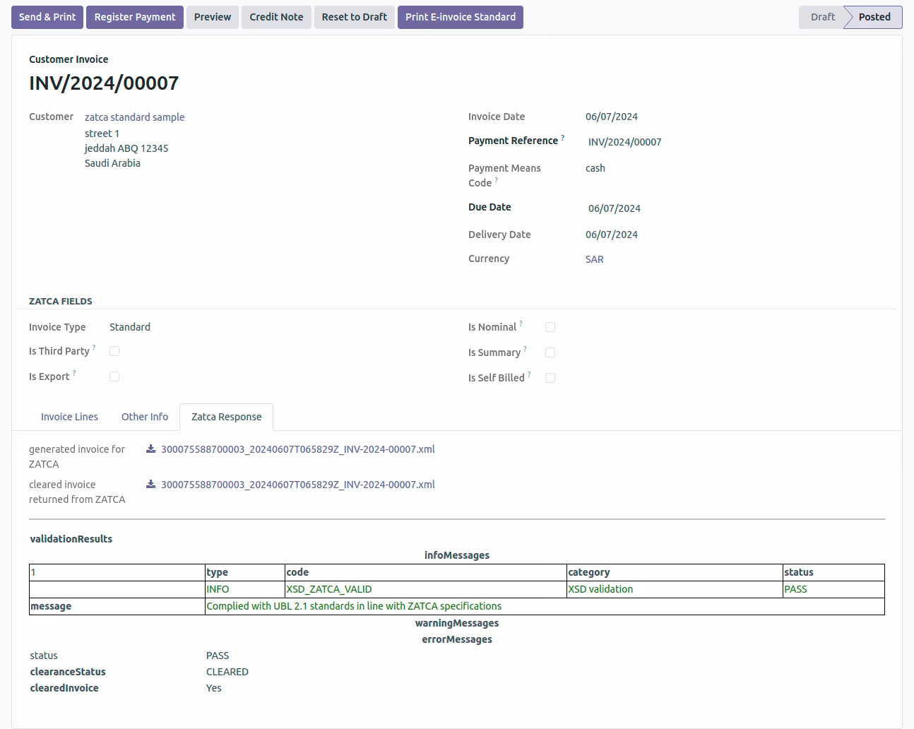 Invoice Settings & API Result