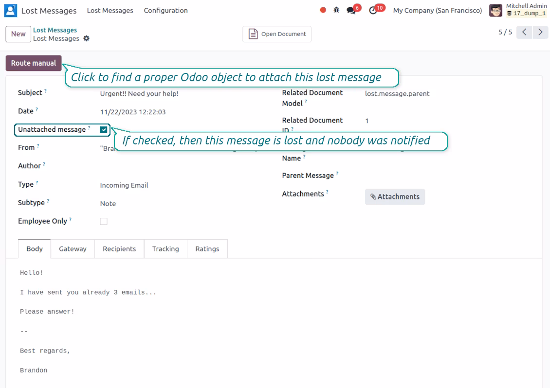 Open the wizard to address lost messages