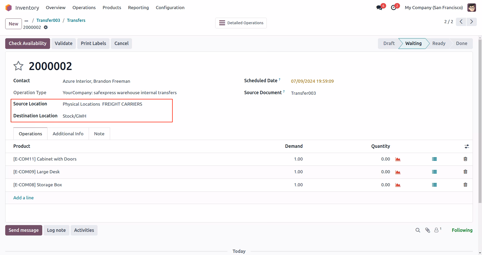 Validate Transfer Order