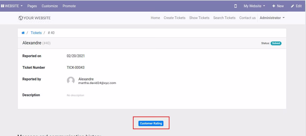 customer give rating helpdesk in 