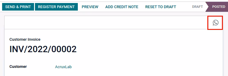 ChatRoom, WhatsApp Send Invoices