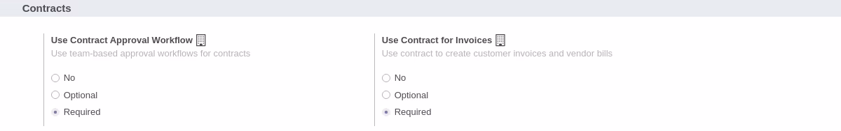 Contract Management Module Settings