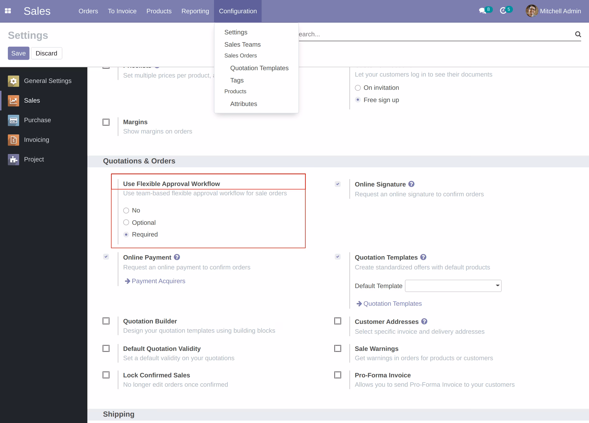 Sales Module Config