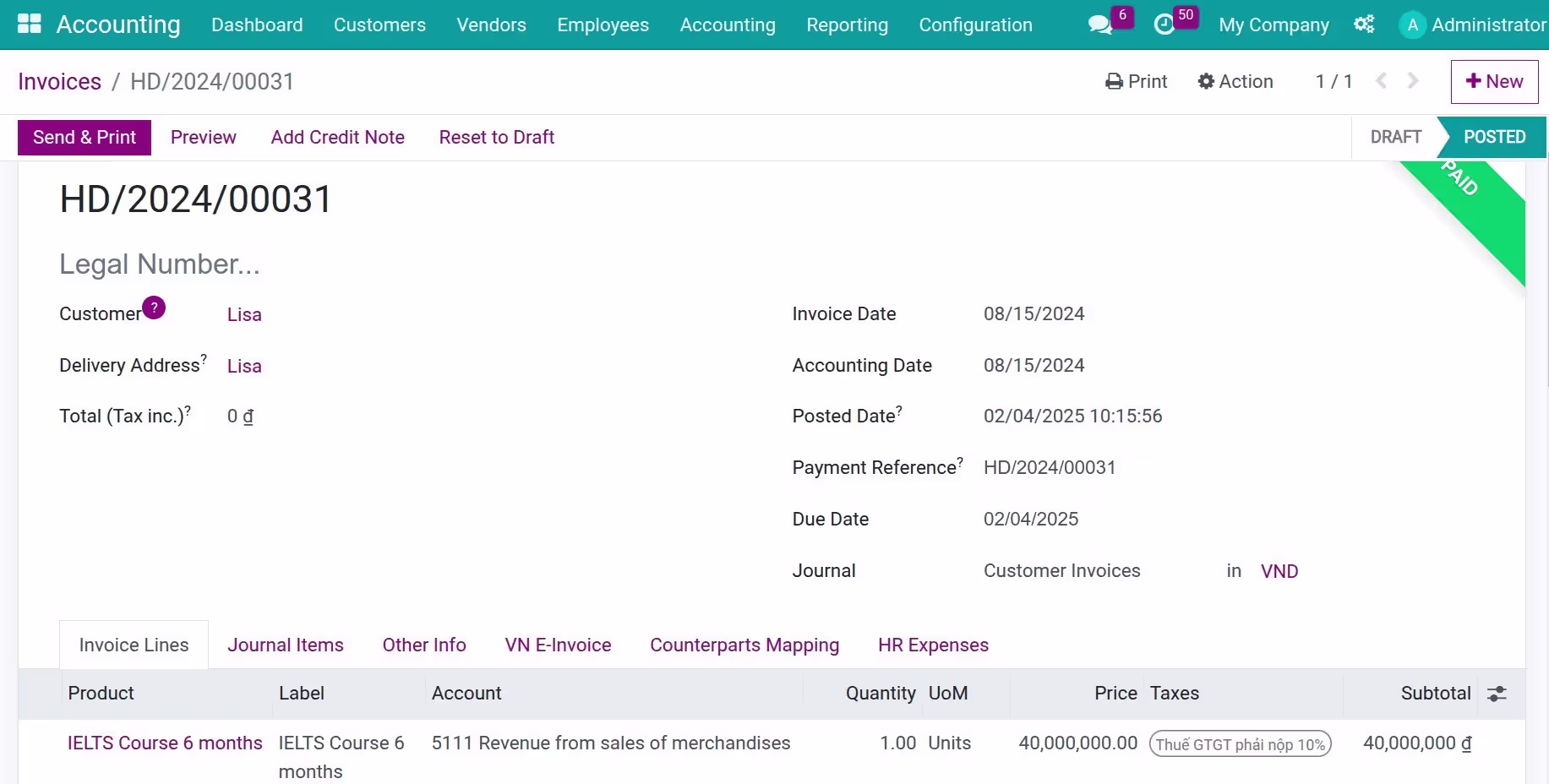 Paid invoice