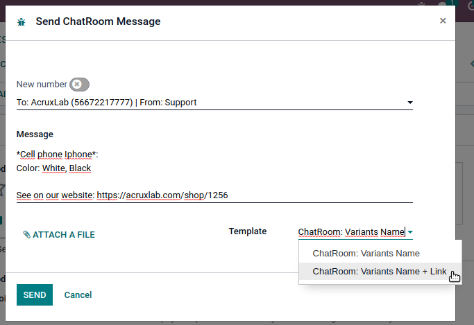 ChatRoom, Onvodo® WhatsApp Template Product