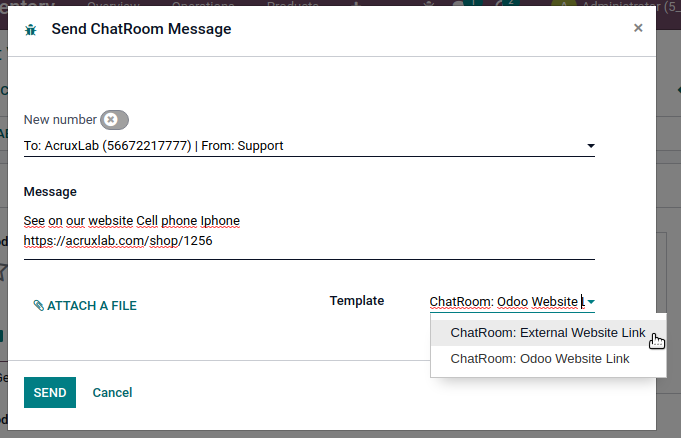 ChatRoom, Onvodo® WhatsApp Template Product variant