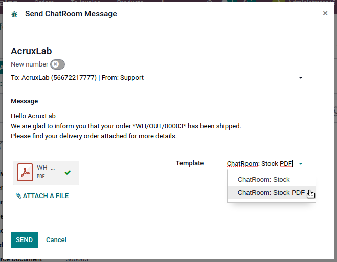 ChatRoom, Onvodo® WhatsApp Template Stock Picking