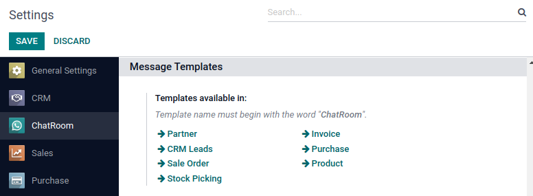 ChatRoom, Onvodo® WhatsApp All templates