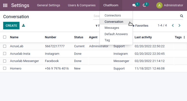 ChatRoom, Onvodo® WhatsApp conversation