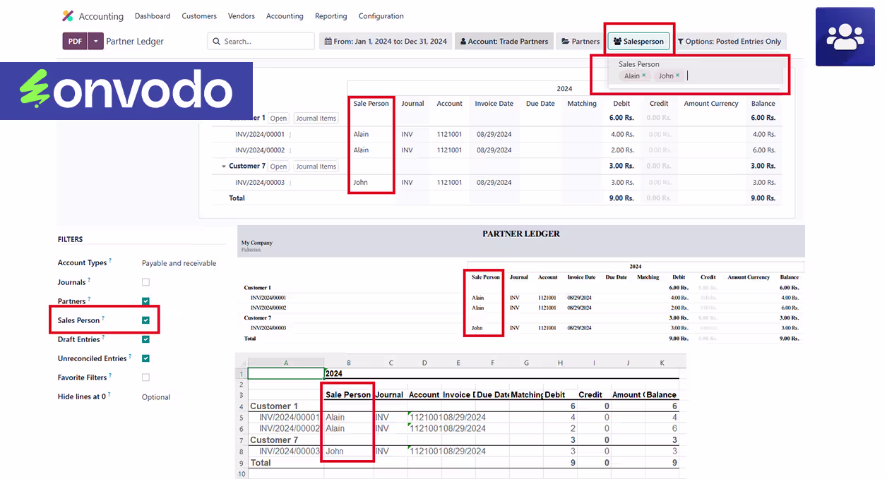 Display Sales Person Filter on Partner Ledger